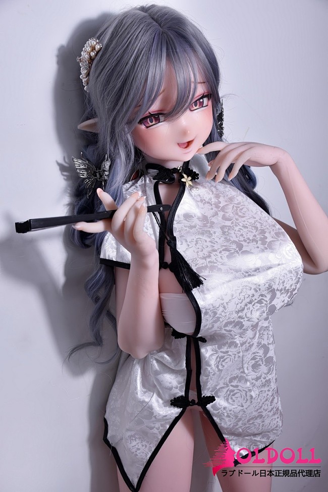 ElsaBabe アニメラブドール 148cm RAD010 伊集院真姬Ijuuin Makiヘッド 銀色チャイナドレス 扇子ポーズの美少女ドール