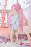 ピンクランジェリー姿のミニドール シリコン製アニメドール
