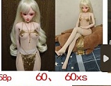 Mini Doll ミニドール  60cm（60P）#镜音（jingyin）ちゃん 二次元アニメドール ソフトビニール製ヘッド+シリコン製ボディ 巨乳女性素体 ホール付きフィギュア