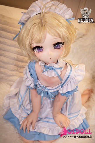 DOLLTA アニメドール 132cm Bカップ 心陽 (Koharu)ヘッド シリコン頭＋TPE体 ブルー×ホワイトメイド服 美少女ラブドール