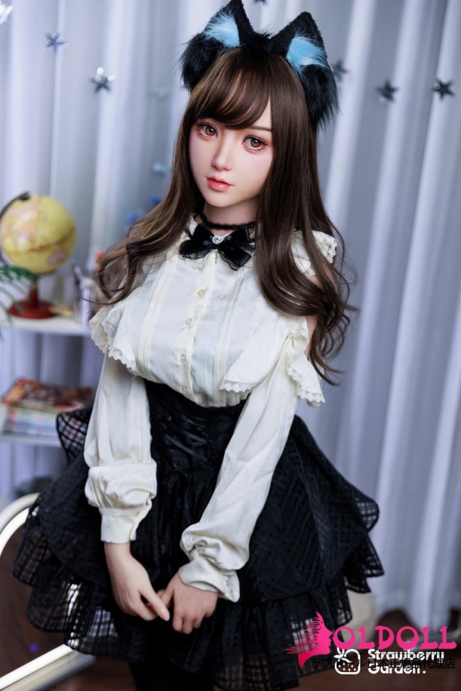 イチゴ園（Strawberry Garden） 159cm Cカップ 萌茵mengyin-メイク①ヘッド フルシリコンドール ロングヘアと猫耳アクセの可愛い美少女リアルドール