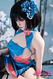 ブルーチャイナドレスのリアルドール風美少女
