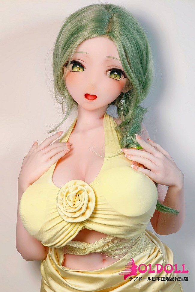 ElsaBabe 等身大アニメドール 163cm 爆乳 RAHC060 月見琥珀 Tsukimi Kohakuヘッド イエローワンピース 緑髪のサイドポニーテール 巨乳ラブドール
