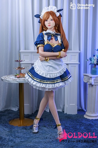 イチゴ園（Strawberry Garden） 159cm Cカップ 妍璃yanli-メイク②ヘッド シリコンリアルドール 弓凛のコスプレドール 華やかなブルー＆ホワイトのメイド風コスチュームリアルドール