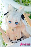 白髪と猫耳が映えるアニメドールモデル
