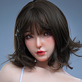 Real lady 159cm Hカップ R8 Lenaヘッド シリコン製 欧米風ドール 黒ワンピース水着×チェックシャツコーデのリアルドール