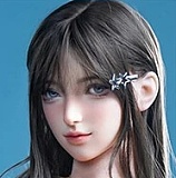 蛍火日記 160cm Gカップ MAXリアル皮膚版 夜兰(Yelan)ヘッド メイク④ フルシリコン製 美人ラブドール ブラックのローカットトップスとブルーのロングスカート姿