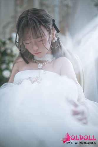 蛍火日記 153cm Aカップ MAXリアル皮膚版 眠り琉璃(liuli)ヘッド シリコン製 純白のウェディングドレスを纏った眠り目の貧乳リアルドール