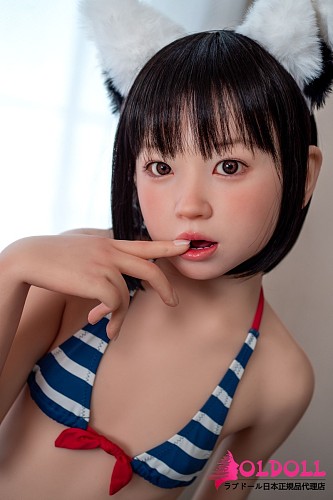 J cute 137cm バスト平 AGD32莱ヘッド シリコンヘッド ボディ材質選択可能 猫耳とブルー×ホワイトボーダービキニの美少女ラブドール