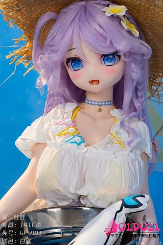 wmdoll アニメドール 141cm Fカップ#GE001ヘッド フルシリコン製 紫髪美少女ラブドール 白いワンピースと白タイツの釣り少女スタイル