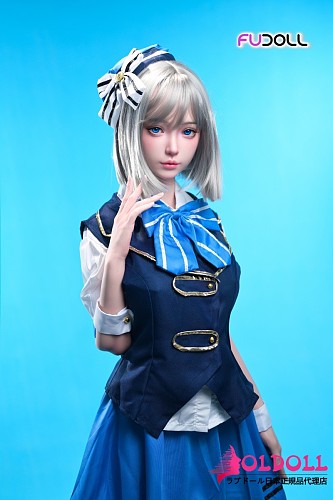 FUDOLL 皮膚版152cm Fカップ 千夏(Qianxia)ヘッド フルシリコン製 制服ドール シルバーショートヘア美少女ダッチワイフ
