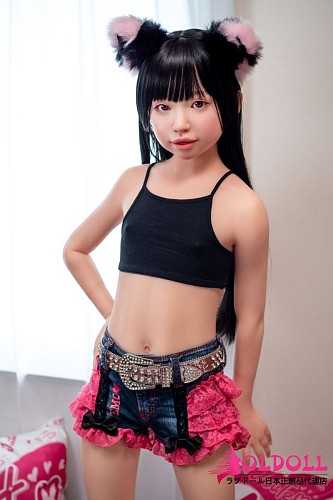 J cute 貧乳ドール 128cm バスト平 AGB37幼澪シリコンヘッド ボディ材質選択可能 黒タンクトップ清楚系ダッチワイフ