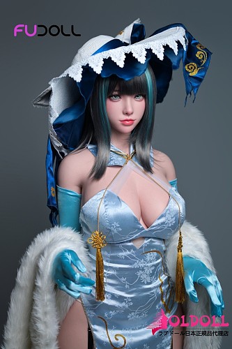 FUDOLL 161cm Fカップ リアル皮膚版 J032小北(xiaobei)ヘッド シリコン製 美人ラブドール 青チャイナドレス 黒髪ロング グリーンメッシュ 巨乳ダッチワイフ