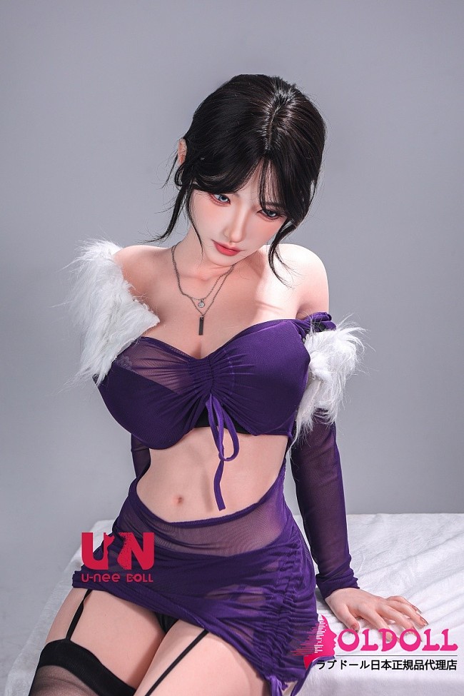 Uneedoll 美人ラブドール リアル皮膚158cm Eカップ 初夏(Chuxia)メイク②ヘッド パープルのシースルーミニワンピース 巨乳ダッチワイフ