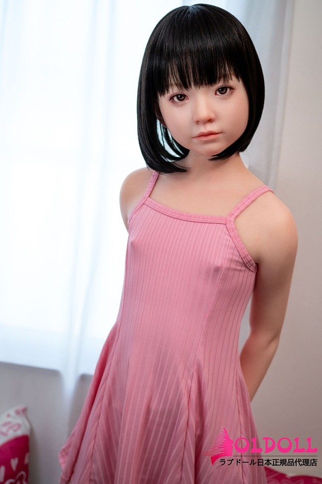 J cute 貧乳ドール 128cm バスト平 AGB38 未陽シリコンヘッド ボディ材質選択可能｜ピンクキャミワンピ姿の清楚系リアル貧乳ダッチワイフ