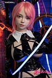 YUEdoll 140cm 黒革衣装とうさ耳カチューシャを付けた美人ラブドール全身カット
