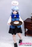 猫のぬいぐるみを持った可愛いアニメドール
