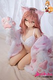 白いドレスと猫耳を組み合わせたアニメ顔ドール
