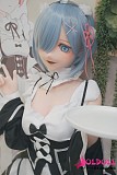 
155cm アニメドール Dカップ胸元とメイド服リボンのディテール
