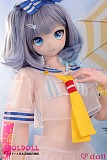 シースルーセーラー服からうっすら透けるAカップバストの華奢な胸元
