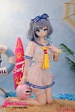 透けるセーラー服の生地越しに覗く156cm アニメラブドールのウエストライン
