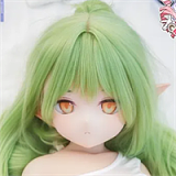 羊角社doll（Croissant Doll）141cm AAカップ #橘ヒカリヘッド 手描くメイクアニメドール ビニールヘッド+S-TPE製ボディ｜ブルーアーカイブ橘ヒカリ風緑髪クーデレ少女コスプレダッチワイフ