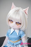 青いドレスと猫耳を組み合わせたKiradolsの小型ドール
