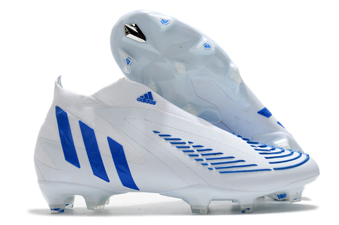 Predator Edge Geometric FG Laceless White Soccer Shoes