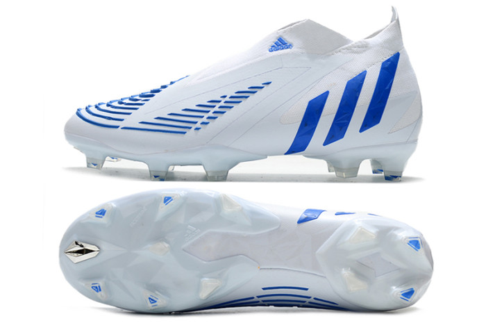 Predator Edge Geometric FG Laceless White Soccer Shoes