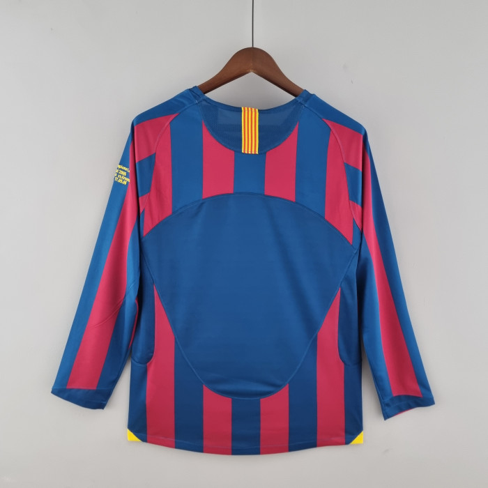 Barcelona Home Long Sleeve Retro Jersey UCL Final 2006