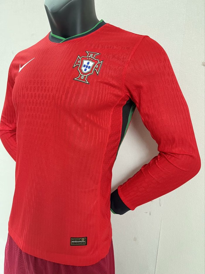 Portugal Euro 2024 Home Player Version Long Sleeve Jersey