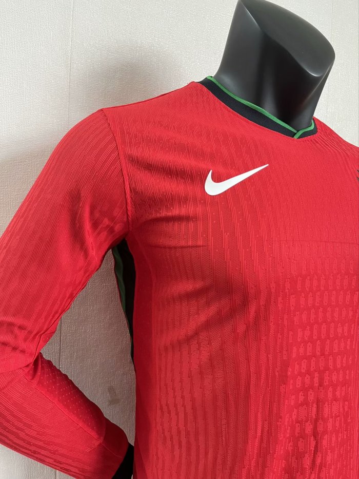 Portugal Euro 2024 Home Player Version Long Sleeve Jersey