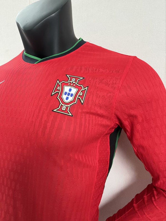Portugal Euro 2024 Home Player Version Long Sleeve Jersey