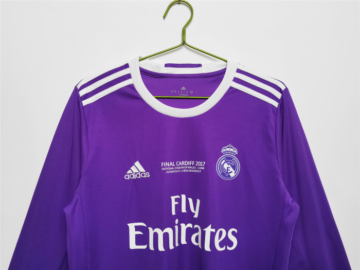 Real Madrid Away Champions League Final Away Retro Long Sleeves Jersey 16/17