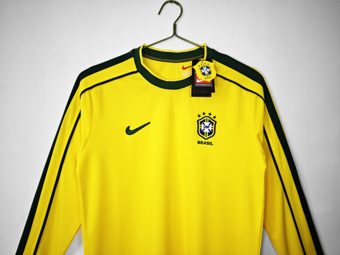 Brazil Home Retro Long Sleeve Jersey 1998