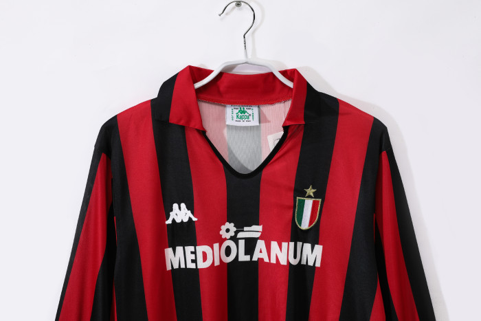 AC Milan Home Long Sleeve Retro Jersey 1988/89