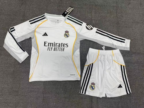 Real Madrid Home Long Sleeve Kids Suit 25/26