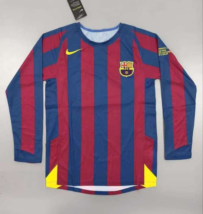 Barcelona Home Long Sleeve Retro Jersey UCL Final 2006
