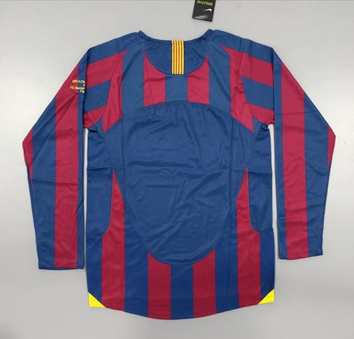 Barcelona Home Long Sleeve Retro Jersey UCL Final 2006