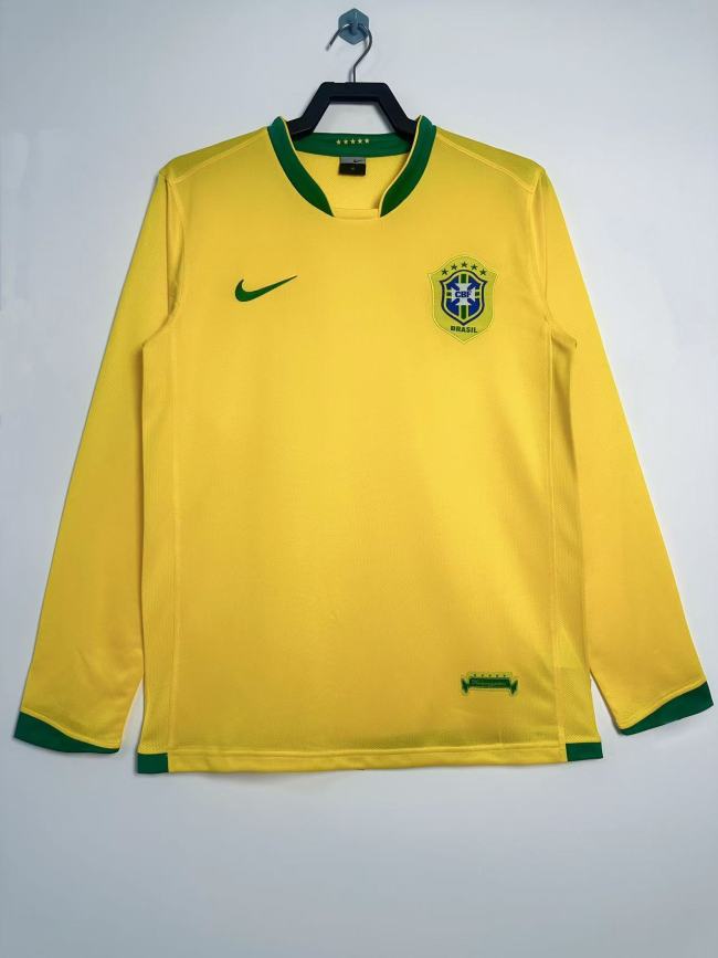 Brazil Home Retro Long Sleeve Jersey 2006