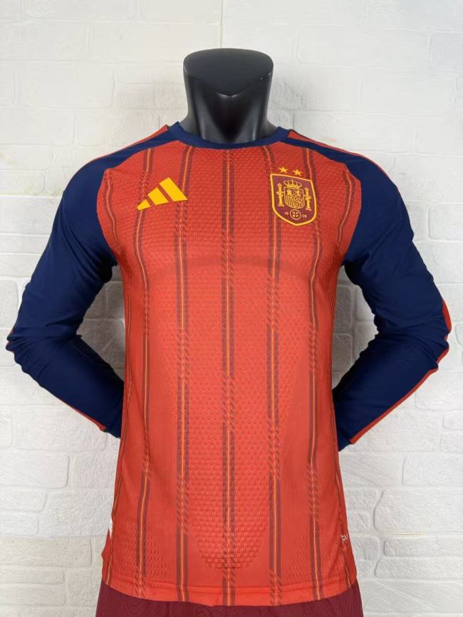 Spain 2026 World Cup Home Long Sleeve Player Man Jersey (2 stars)