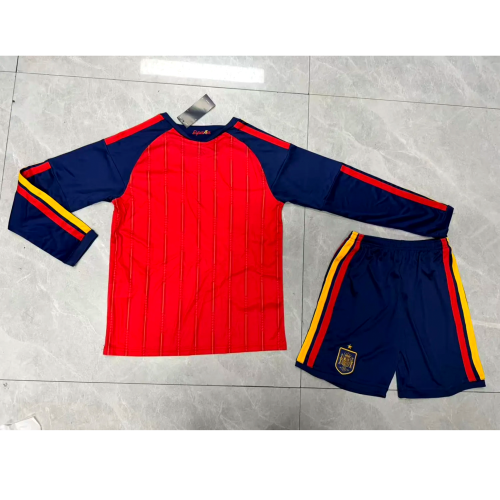Spain 2026 World Cup Home Long Sleeve Kids Suit