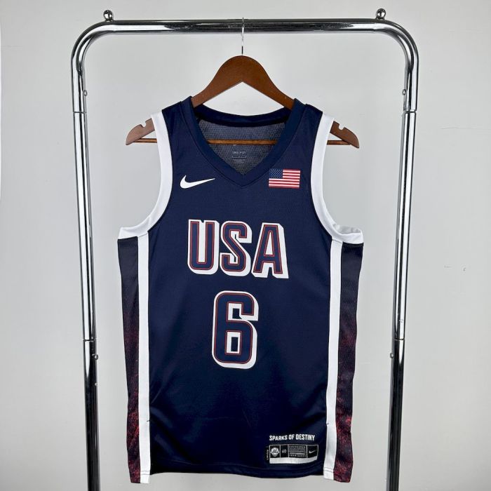 LeBron James Team USA 2024 Swingman Away Jersey Blue