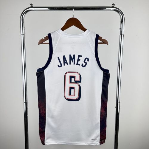 LeBron James Team USA 2024 Swingman Home Jersey White
