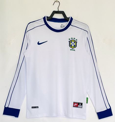 Brazil White Long Sleeve Retro Jersey 1998
