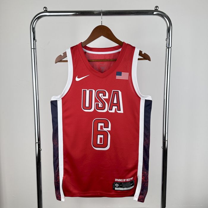 LeBron James Team USA 2024 Swingman Jersey Red