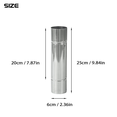Φ6cm x 25cm ステンレス製煙突セット (Φ2.36in x 9.84in) | POMOLY