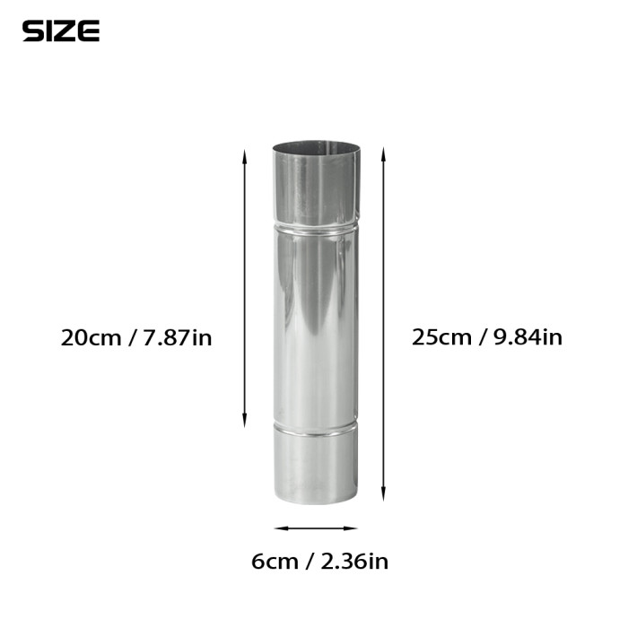 Φ6cm x 25cm ステンレス製煙突セット (Φ2.36in x 9.84in) | POMOLY
