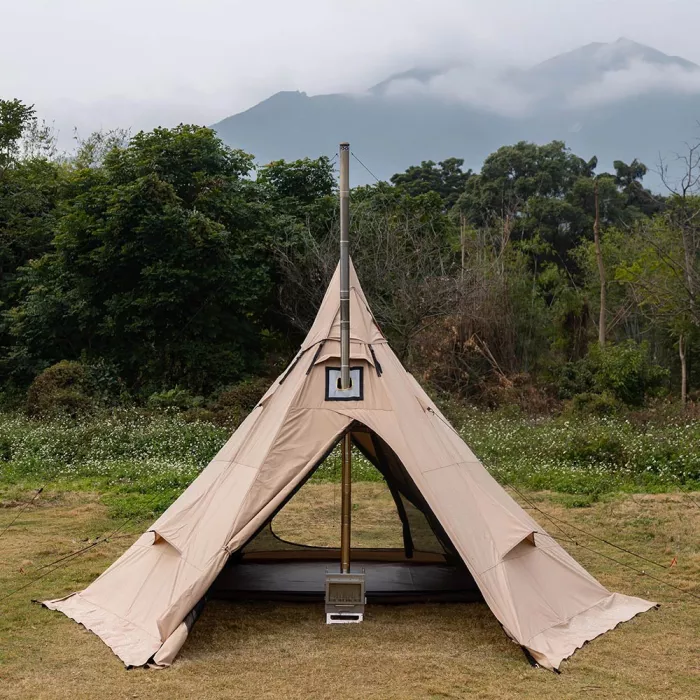 ソロ用ティピーテント　LUXE Mini Peak Ⅱ ポール付 ワンポール テント(シェルター)、三角テント