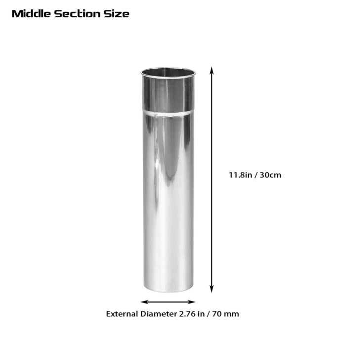 Φ7cm x 30cm ステンレス製中部煙突セット (Φ2.76in x 11.8in)  | POMOLY